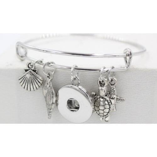 1PC Interchangeable Snap Jewelry Ocean Turtle Sea Shell Conch Starfish Bracelet Snap Bangle&Bracelet for women pulsera