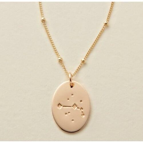 Zodiac Constellations/Constellation Oval Zodiac Necklace Disk Necklace Gift For Women