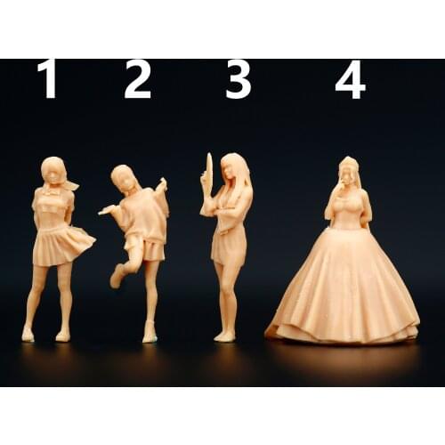 1:64 Model Miniature Handicraft Figure A Woman in a wedding dress school uniform White Model Need To Be Colored By Yourself