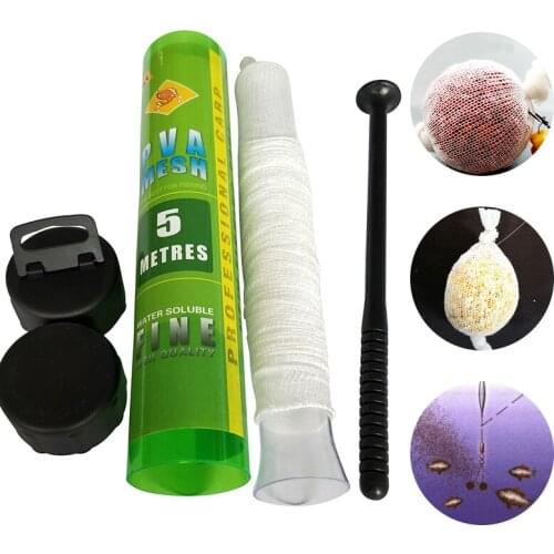 1PC 5m Water Dissolving PVA Narrow Mesh Tube Net Carp Fishing Feeder Bait Lure Refill Plunger Bar Tackle Carp Fishing Feeder Set