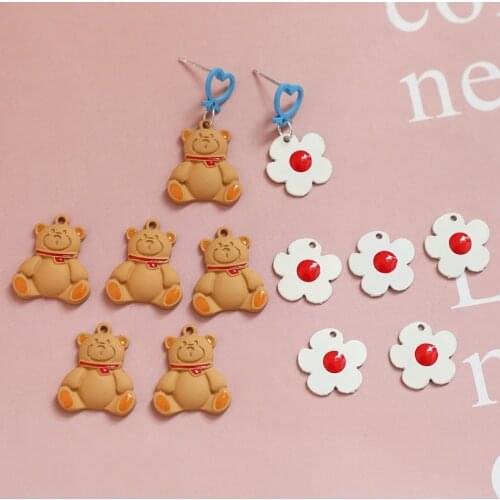 10pcs/pack Beer Flower Heart earring stud Metal Charms Earring Bracelet DIY Jewelry Making