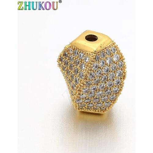 12*14mm Brass Cubic Zirconia Spacer Beads DIY Jewelry Bracelet Necklace Making, Mixed Color, Model: VZ71