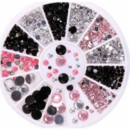 13 Grid Wheel Mixed 3D Glitter Diamond Pearls Nail Art Tips Glitter Rhinestone DIY Manicure Decorations In Wheel Accessories