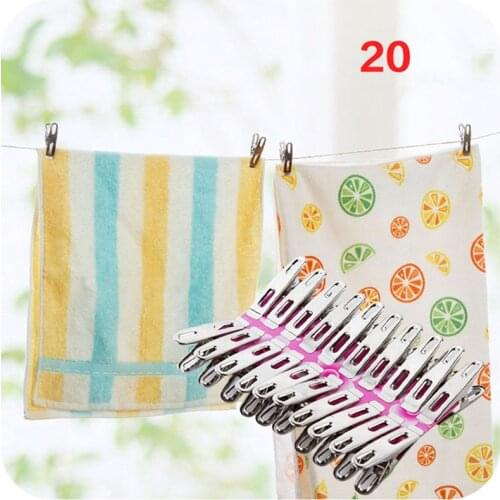 20Pcs Stainless Steel Clothes Pegs Laundry Metal Clamps Metal Hanging Pins Clips