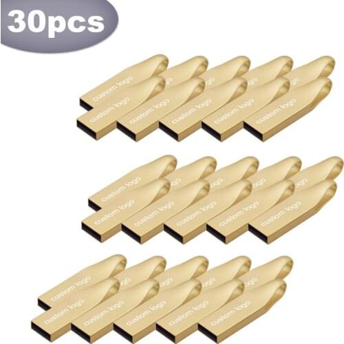 30pcs/lot usb flash drive waterproof metal flash drive 64gb 32gb 16gb 8gb 4gb high speed usb flash free logo