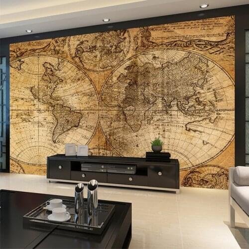 3d home decorating custom wallpaper for living room TV background wall wallpaper Vintage map abstract stereoscopic wall mural