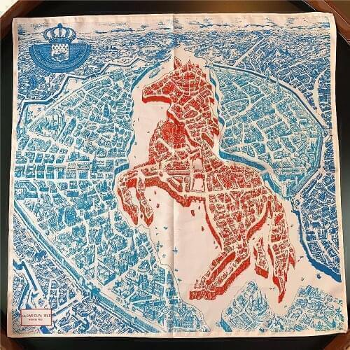 53cm Horse Printing Scarf Women Luxury Brand Bandana Handmade Curled Twill Silk Square Hijab Scarf Foulard Head Scarves Shawl