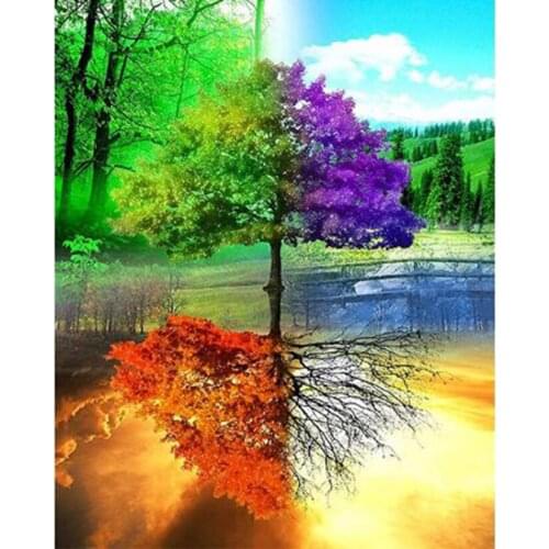 5D DIY Diamond Painting Square/Round Diamond Landscape Painting Landscape Tree Picture Cross Stitch Embroidery Decoration TX100
