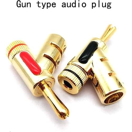8PCS Gold Plated Gun Type Speaker Cable Plug Locking Banana Plug Connector HIFI Jack Audio Adapter