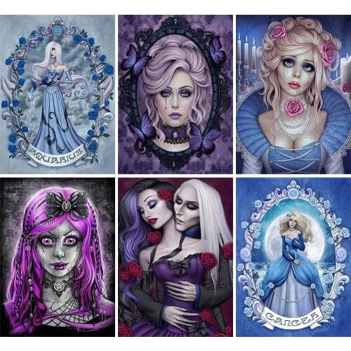 DIY 5D Diamond Painting Witch Princess Character Vampire Cross Stitch Kit Square Round Embroidery Mosaic Art Home Decor Gift