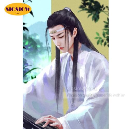 Lan Wangji 5d Diy Diamond Painting Mo Dao Zu Shi Figure Posters Diamond Embroidery Cross Stitch Home Decor Girls Room Fan Gifts