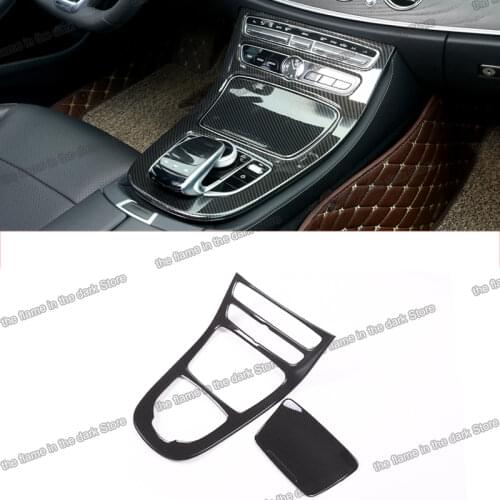 Lsrtw2017 Carbon Fiber Car Center Control Gear Panel Interior Accessories for Mercedes Benz E Class W213 E200 E300 2016-2020