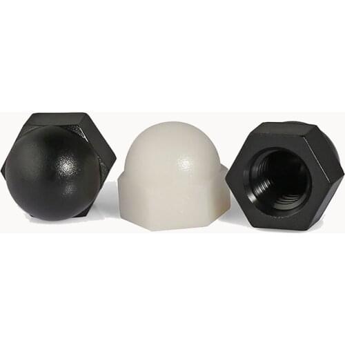 Black/White Nylon Acorn Cap Nuts Hex Dome Cover Decorative Nuts DIN1587 M3 M4 M5 M6 M8 M10 M12