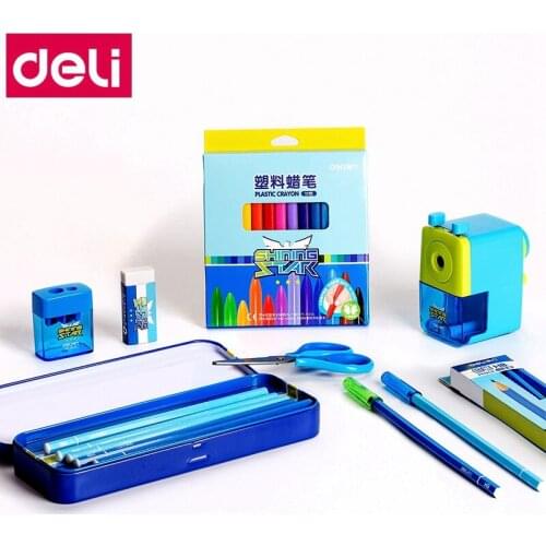 Deli 9610 Student Children stationery Gift set Great gift set for children with Pencil clipper eraser pencil cap crayon