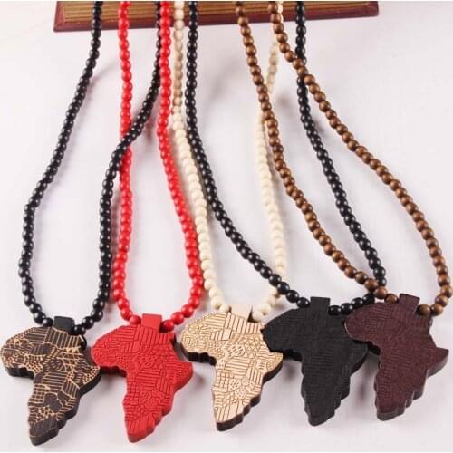 Wooden Africa Necklace Pendant & Chain African Map Gift for Men/Women Ethiopian Jewelry Trendy Jewelry Accessories