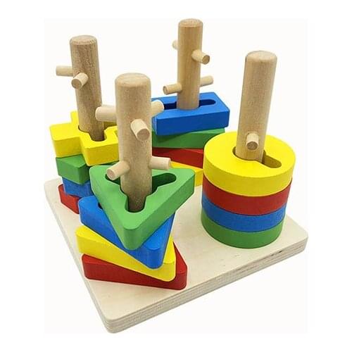 DIY Montessori Wooden Building Blocks Early Educational Toys for Children Birthday Gifts Brain Training Intelligence Toys