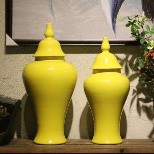Home Glaze Pure Color temple Jar European Style Ceramic Decoration Soft Decoration Design Living Room porcelain ceramic jar