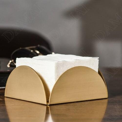 European Brass Tissue Boxes Gilded Western Restaurant Desktop Napkin Holder Bedroom Paper Organizer Home Decoration Modern