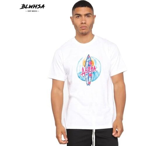BLWHSA Floral Surfboard Print T Shirt Men Fashion Summer Short Sleeve Funny T-shirt Cool Design Surfboard Printed Plus Size Tees