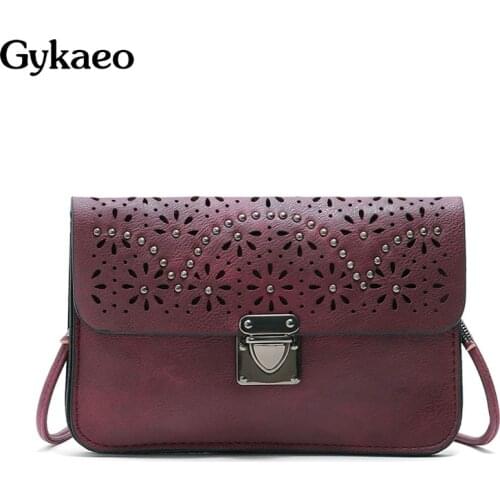 Gykaeo 2020 Winter New Small Rivet Evening Day Clutch Purse Women Messenger Bags Ladies Street Casual Coin Envelope Shoulder Bag