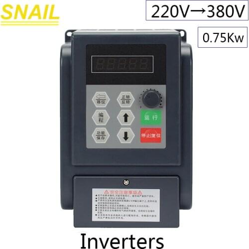 0.75kw inverter 220V 1 phase input to 380V 3 phase output motor governor for electric motor Industrial equipment CNC