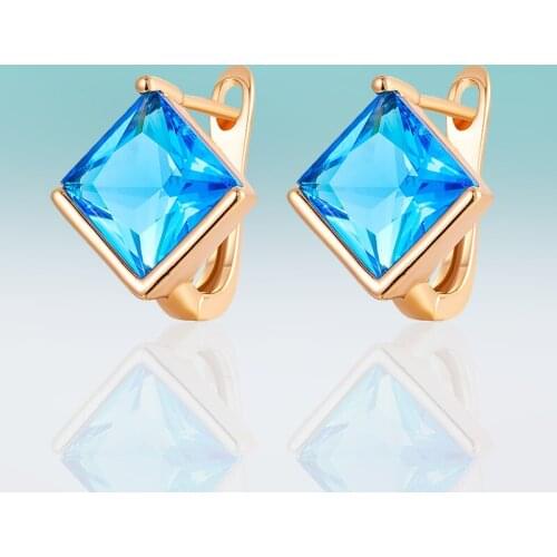 Classic Square Korea Design Mosaic MultiColor Zirconia Small Stud Earrings for Women Jewelry Wedding Party Gifts High Quality