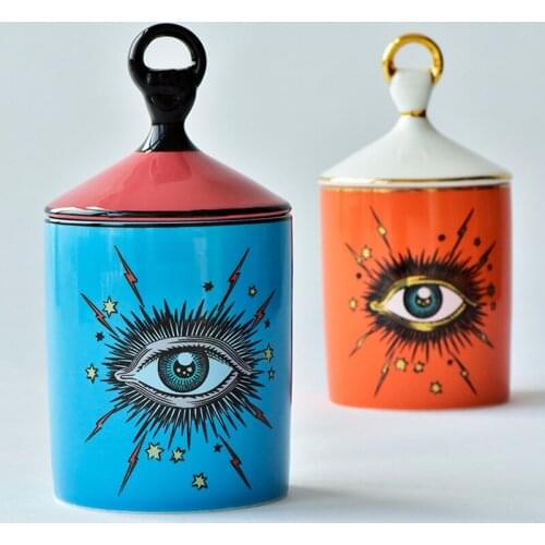 Classic Art Craft Home Decor Porcelain Candle Holder Candles Jar Storage Jar Ceramic Craft Home Decoration Pen Holder