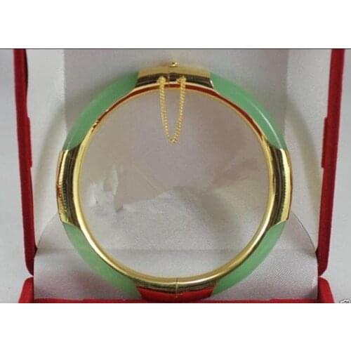Beautiful Green Bangle Bracelet AAA style Fine jewe Noble 100% Natural stone 5.26 -Bride jewelry free shipping