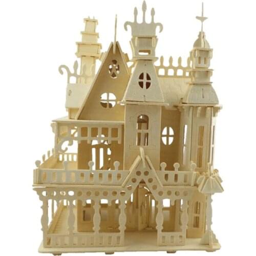 DIY doll house Wooden miniature assembled dollhouse Educational pretend play toys Mini 3D Stereo puzzle house for children girls