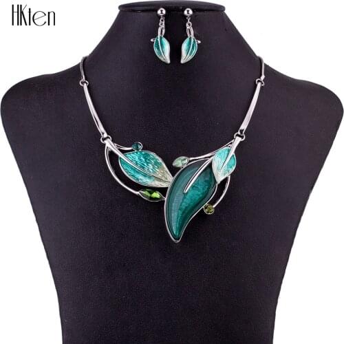 MS1504716Fashion Jewelry Sets High Quality Necklace Sets For Women Jewelry Multicolored Resin Crystal Leaf Design Party Gift