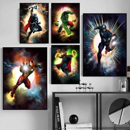 Marvel Comics Avengers Superhero Characters Posters and Prints Iron Man Canvas Painting Wall Art Living Room Home Decoration