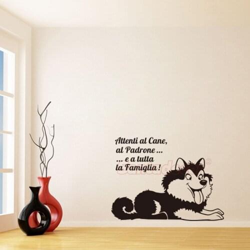 Stickers Design Attenti Al Cane Mural Decal Cute Dog Wall Art Wallpaper Home Decor Poster House Decoration 22 cm x 30 cm