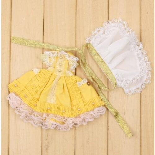 Outfits for Blyth doll Yellow princess dress inclduing Lace apron suit for 1/6 BJD icy dbs azone