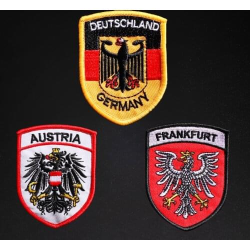 3D Embroidered Stripe Patches For Clothes Decor High Quality Eagle Flag Austria Flag Tactical Military Army Stripe Applique