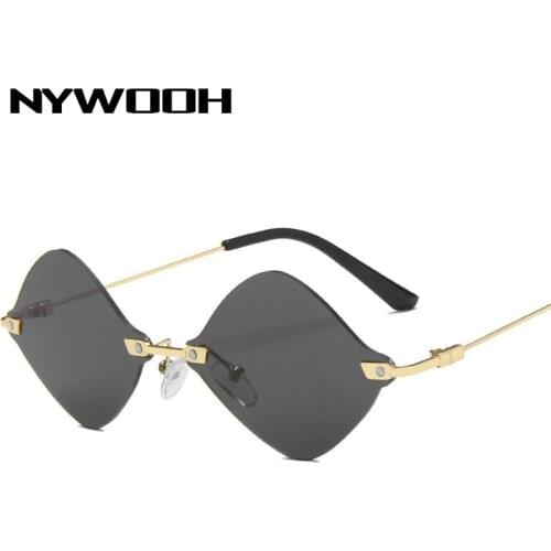 NYWOOH Trending Small Rimless Sunglasses Women Men Rhombus Sun Glasses Brand Designer Gradient Shades UV400