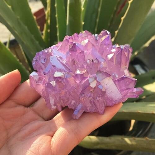 171g Rare beautiful purple flame aura quartz crystal cluster specimen