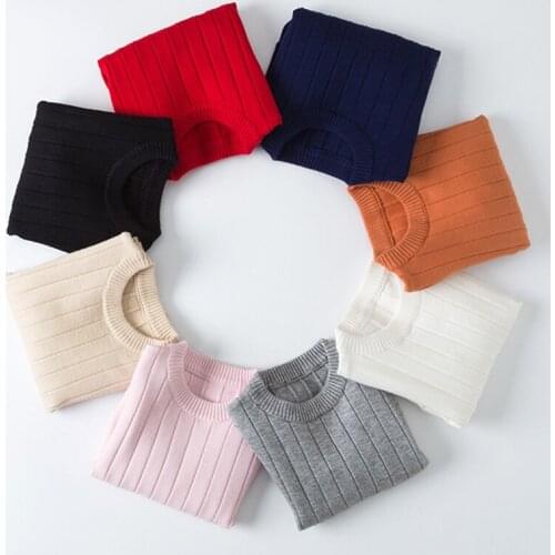 Autumn Winter Children Sweaters Pure Color Knitted Sweaters Baby Boy Girl Clothing Knit Infant Casual Toddler Long Sleeve 1-6Yrs