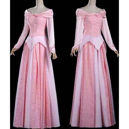 Sleeping Princess Aurora Party Dress Fancy Halloween Christmas Cosplay Costume Adult Women Pink Elegant Ball Gown