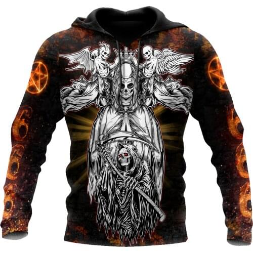 PLstarCosmos 3Dprint Newest Satan Skull Horror Cos Halloween Satanic Devil Gothic Streetwear Casual Hoodie/Sweatshirt/Zip Style1