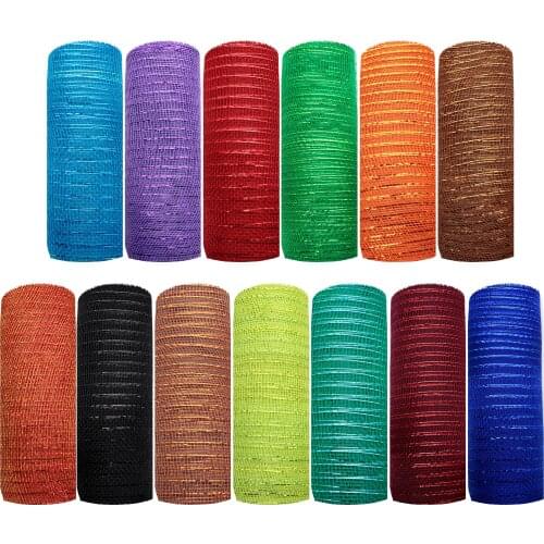 Metallic Foil Poly Mesh Ribbon Gift Wrapping DIY Sewing Wrapping Art Sewing Bow-knot Crafts Home Packing,10Yc19962
