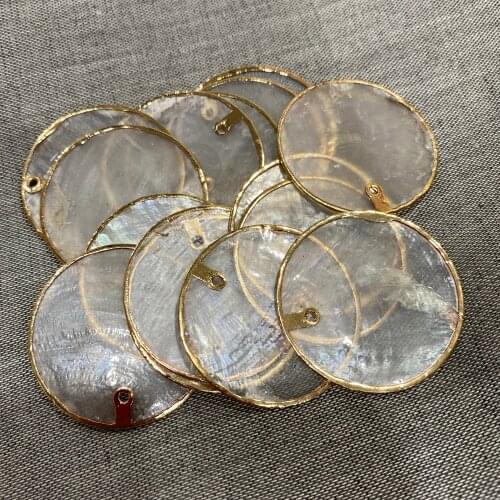 Disc-shaped Transparent Mirror Shell Pendant Handmade Craft DIY Necklace Earrings Bookmark Hair Bun Jewelry Accessories Making