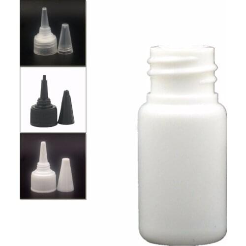 10ml empty glue plastic bottle , white pe bottle with Twist Top Caps, pointed mouth top cap X 10
