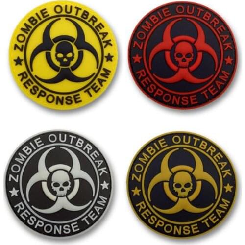 PVC Zombie outbreak Response Team Biohazard Patch skull badges Hook Tactical patche Military armband Badge wholesale