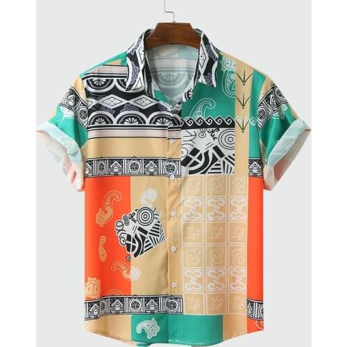 Men Shirt Short Sleeve Top Summer Cotton Shirts 2020 New Male Shirts Beach Wear Hawaiian Shirts Man Turn-down Collar Shirt