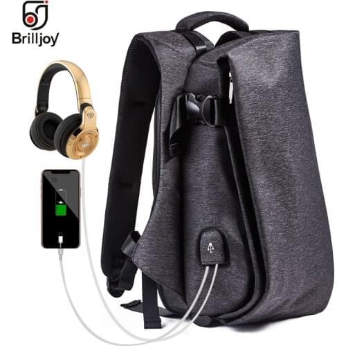 Brilljoy 15.6" Laptop Backpack For Men Water Repellent Functional Rucksack with USB Charging Port Travel Student Backpacks Male