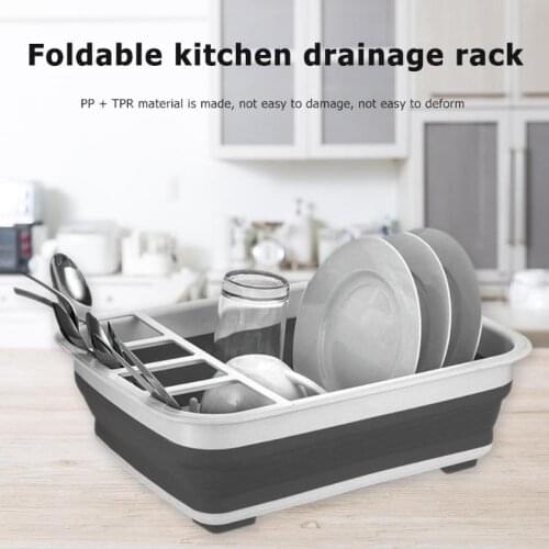 Foldable Plastic Dish Rack Household Folding Drain Racks Kitchen Drying Bowl Cutlery Chopsticks Storage Box Dinnerware Organizer