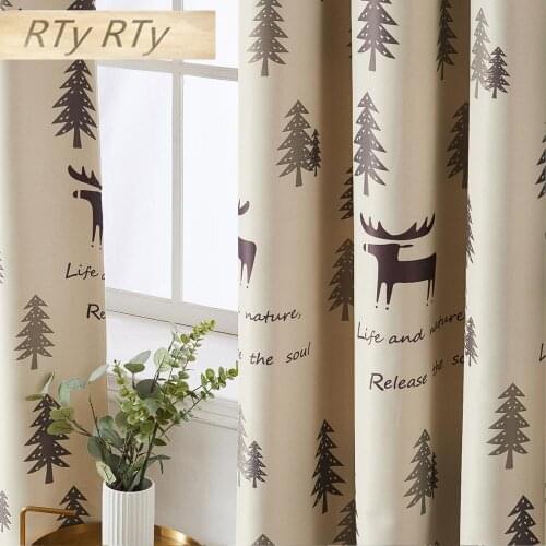 Cartoon Elk Blackout Curtains For Living Room Bedroom Kid Room Castle Polyester Curtains Window Treatment Drapes
