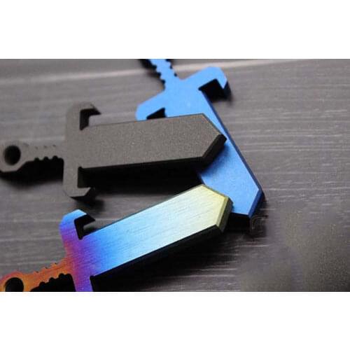 Titanium Sword Crowbar Pry Bar Keychain Knife Paracord Ti Necklace Pendant