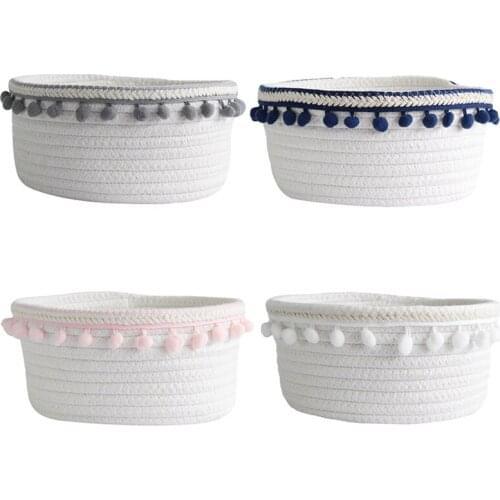 Unique Household White Laundry Basket Unique Woven Wool Ball Storage Basket Home Decoration Cotton Thread Storage Basket