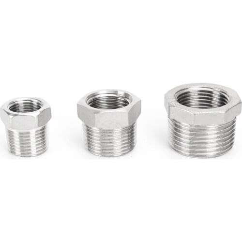 1/8" 1/4" 3/8" 1/2" 3/4" 1" 1-1/4" NPT Male To Female Thread 304 Stainless Steel Reducer Bushing Reducing Pipe Fitting Connector
